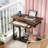 28"-39.3" Height Adjustable Portable Desk with Power Outlet & USB Ports, Rolling C-Shaped Side Table with Keyboard Tray, Small Standing Desk with Wheels for Sofa, Bedside, or Home Office – Brown-645412854