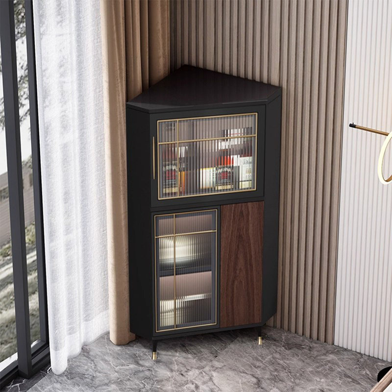 Armoire de coin en bois manufacturé noir, Noir