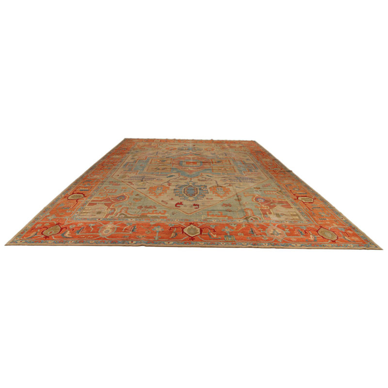 13x15 White and Red Turkish Traditional Rug