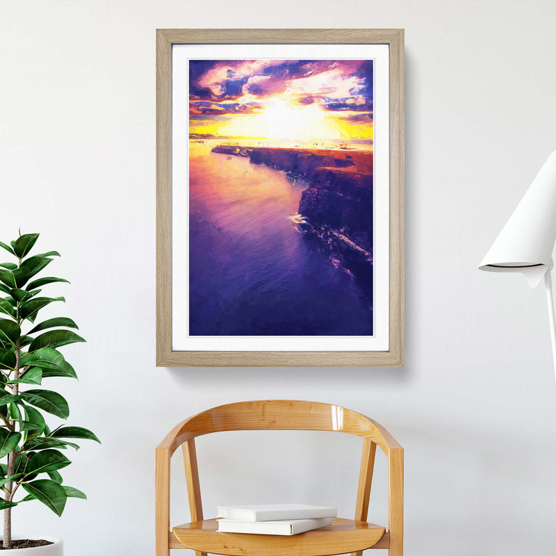 Sunset - Picture Frame Graphic Art Print, 87cm H x 62cm W x 2cm D, Oak Framed