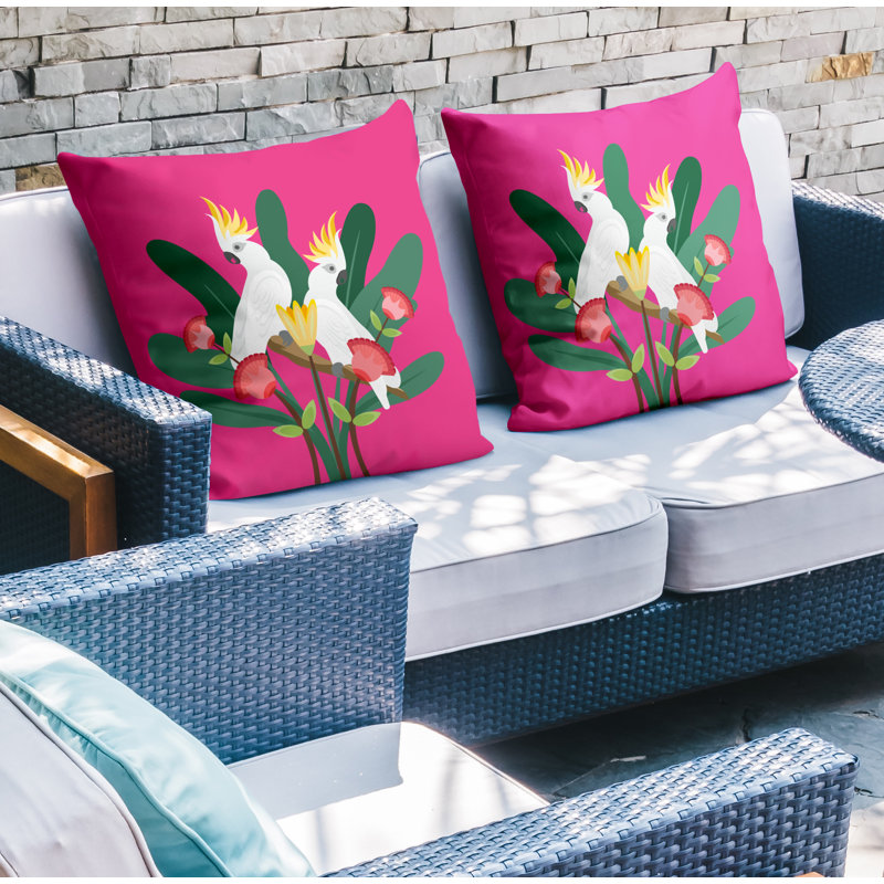 Oreiller carré intérieur / extérieur Kookoo, L 19 po x H 19 po, Rose