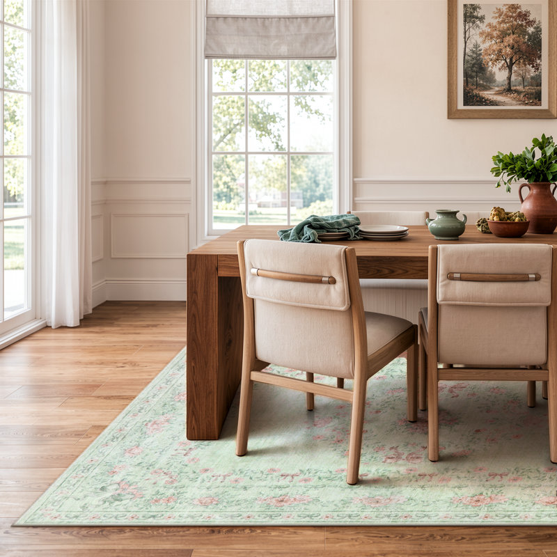 Tapis lavable à motif floral pour chambre d'enfant Kaldi, Rectangle 5 pi x 7 pi