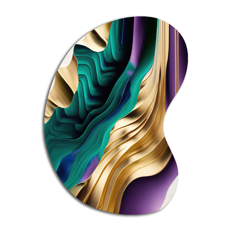 Mauve, vert et or, "Bold Strokes III", art mural abstrait en métal, sculpture murale en métal Freeform, H 39 po x l 28 po