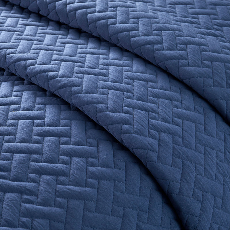 Ensemble de couvre-lit en microfibre matelassée Stroman, Bleu marine, Courtepointe simple + 1 taie d'oreiller standard