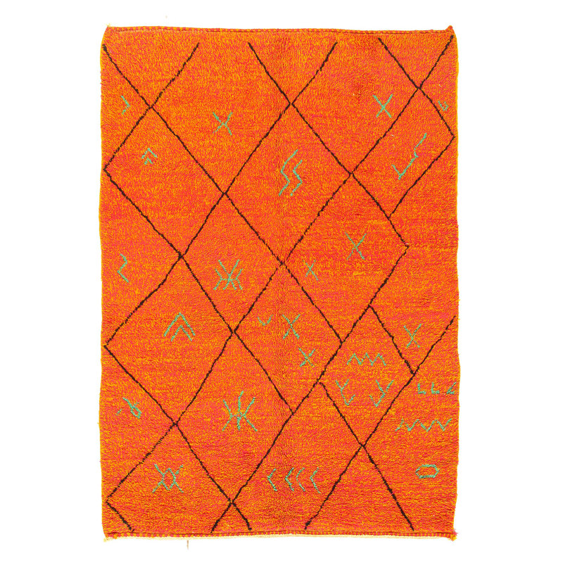 Tapis unique en laine de couleur orange foncé 6 pi x 8 pi 5 po Midwest