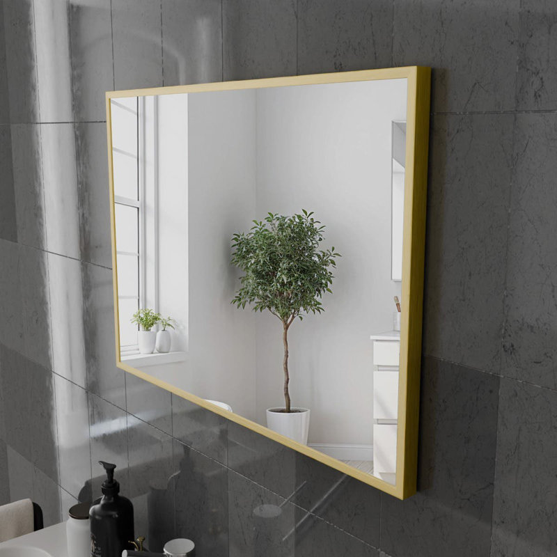 Aluminium Rectangle Mirror, 70cm x 50cm, Brushed Brass