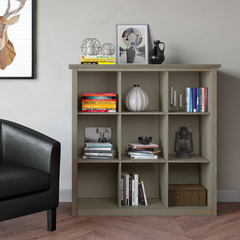Bibliothèque à 9 cubes et unité de rangement - Gris vieilli, Light Brown
