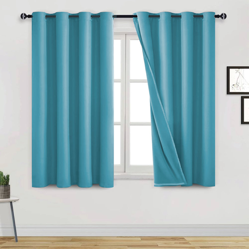 Frasco Blackout Curtain Pair, Teal, 167.64cm Width x 137.16cm Drop