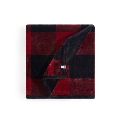 Tommy Hilfiger Printed Reversible Plush Fleece Throw Blanket
