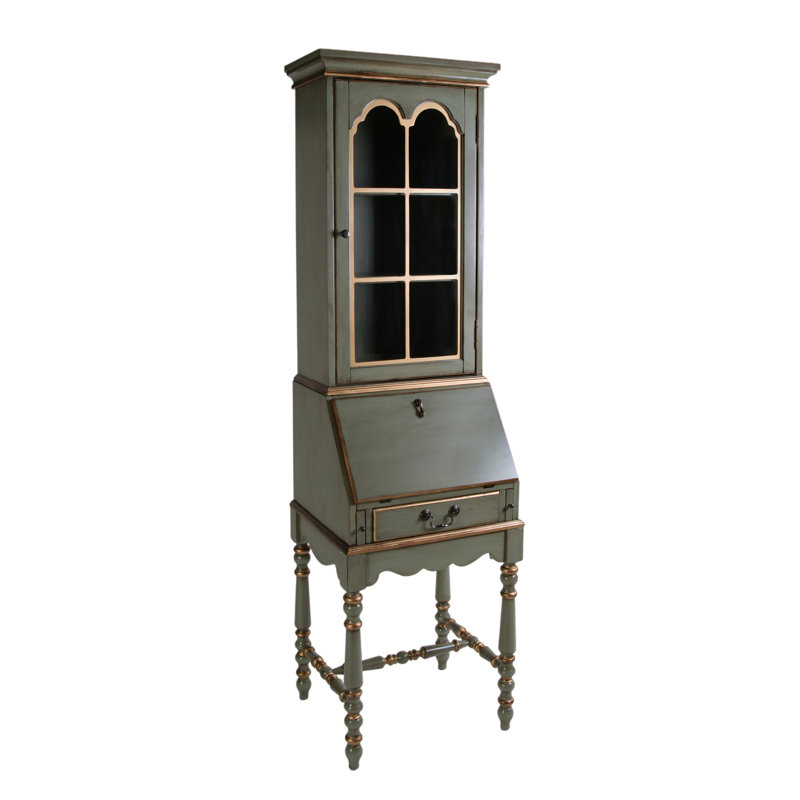 Gaen Secretary Desk with Hutch, Pastel Green