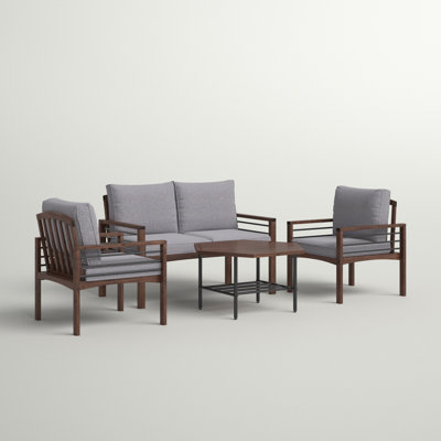 Piatto Acacia 4 - Person Patio Conversation Set with Cushions