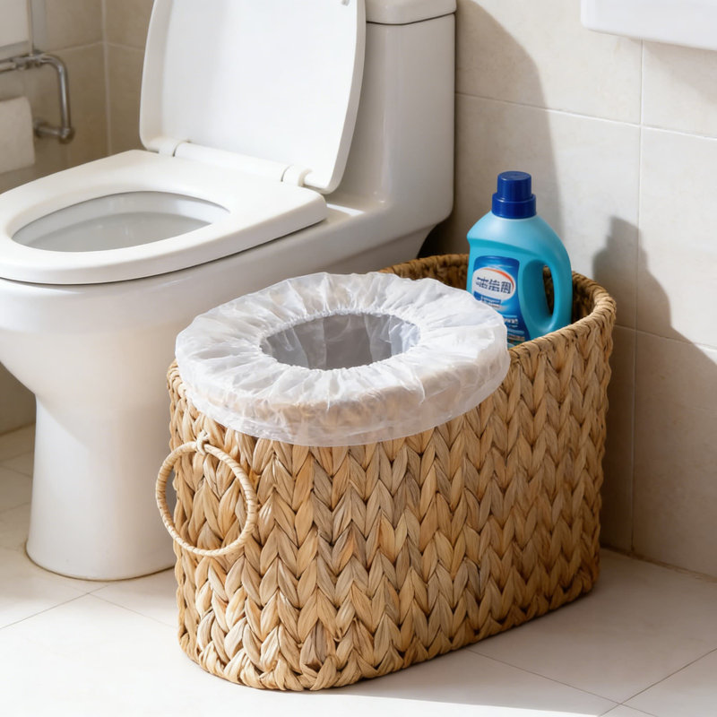 Grand panier de rangement tissé à la main avec poignées, organisateur de papier hygiénique, bac de rangement de salle de bain pour rouleaux, panier polyvalent décoratif pour l'organisation à la maison