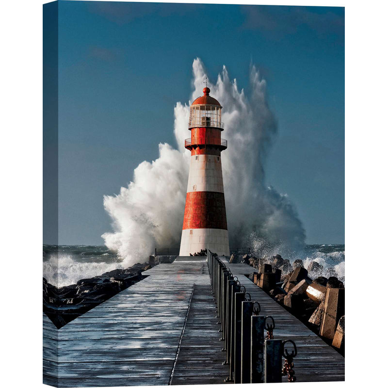 Photograph Of A Lighthouse In The Mediterranean Sea (Detail) by Pangea Images - Wrapped Canvas Print, 70cm H x 50cm W