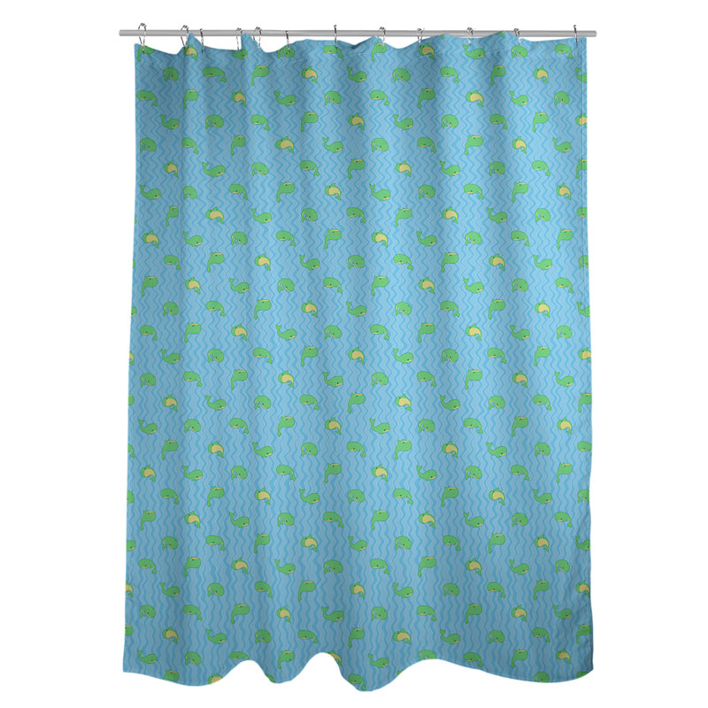 Rideau simple sower katelyn elizabeth baleines, Bleu / Vert