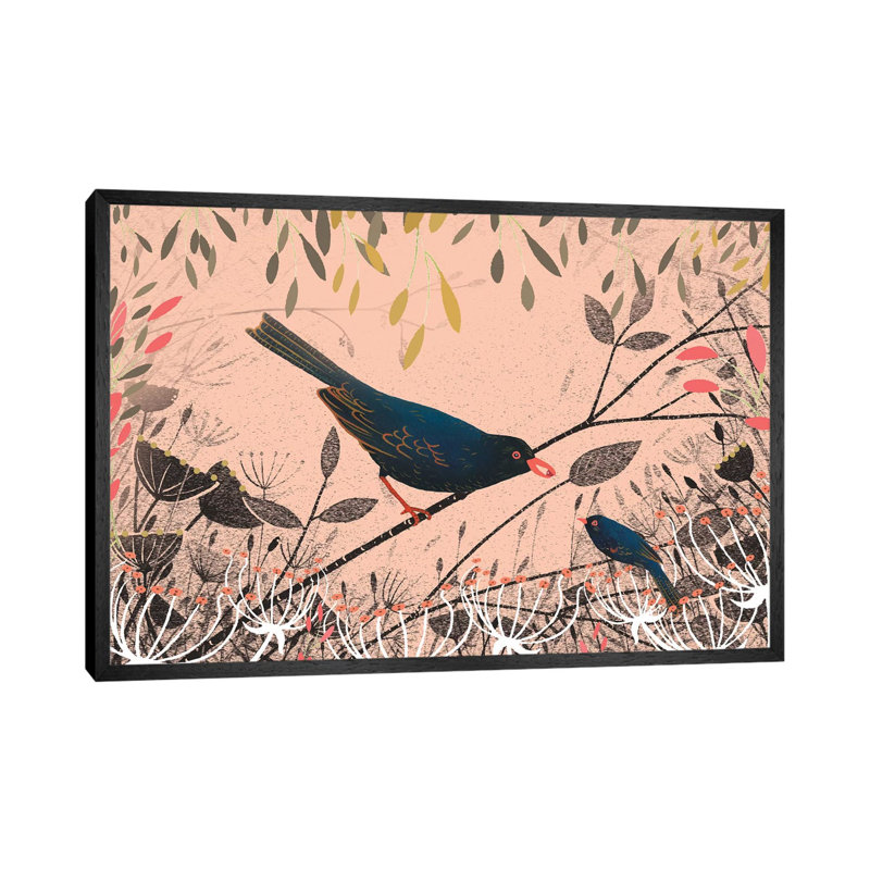 The First Blackbird by Michelle Campbell - Floater Frame Print on Canvas, Black Framed Canvas, 66.04 cm H x 45.72 cm W