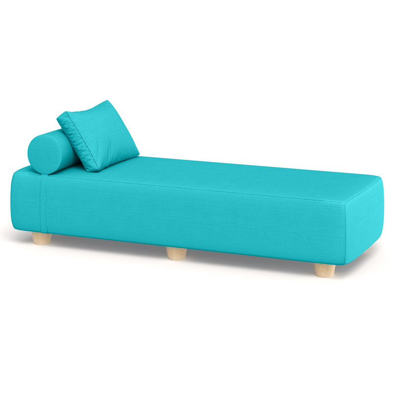 Alvy Outdoor Sunbrella Luxurious Chaise Sun Lounger with Hevea Wood Feet, Blue