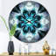 Horloge murale turquoise et blanche Fractal Flowers II-93382050
