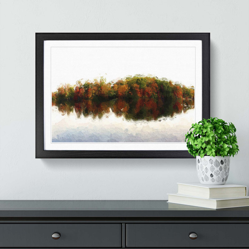 Autumn Forest Reflecting in Abstract - Framed Print, 24cm H x 33cm W x 2cm D, Black Framed