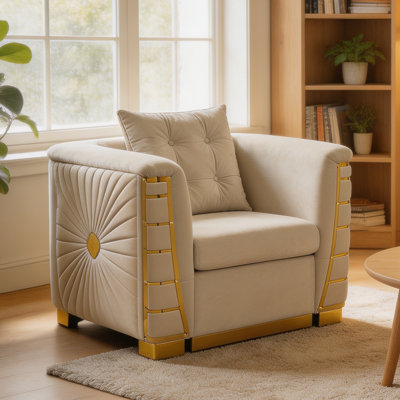 Regalia 40.2" Velvet Accent Single Sofa Chair with Pillow and Thick Seat for Living Room