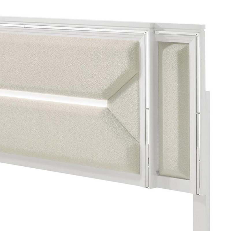 64-inch Eastern Panel Bed LED Headboard White, King