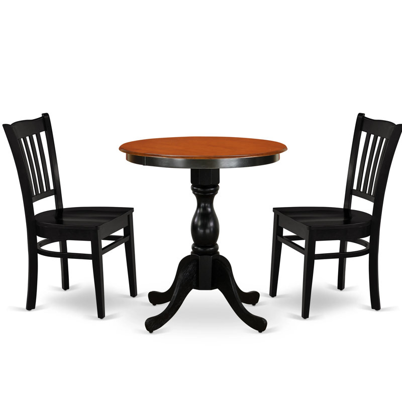 Ensemble de coin-repas en bois massif pour 2 personnes Adelo, Cerisier/Noir