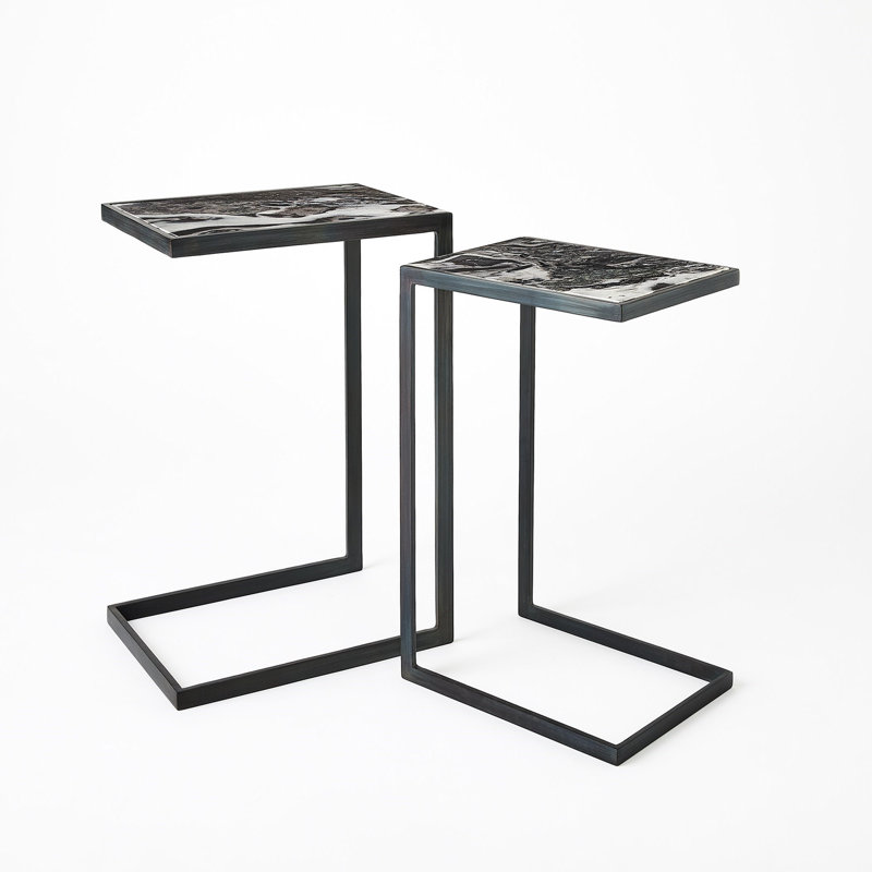 Nudge Marble Top End Table, 22" H x 14" W x 10.5" D