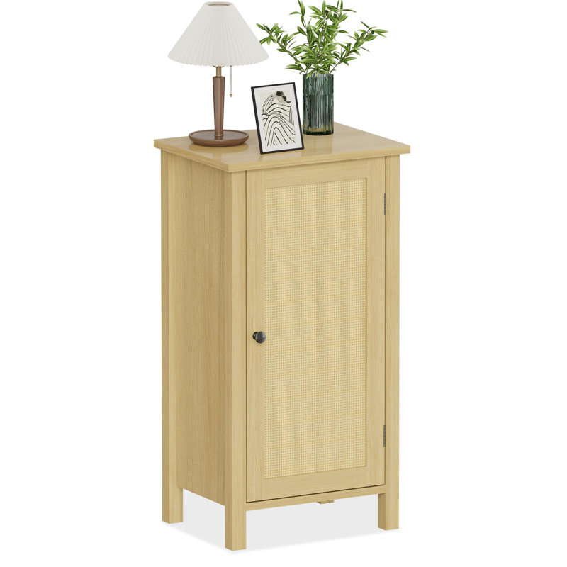 Farmhouse Nightstand, 16 Inch Bedside Table with Drawer for Bedroom, Modern Boho Wood End Table, Storage Accent Table, Brown