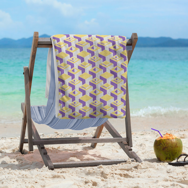 Serviette de plage classique gratte-ciels, Olive / Bleu