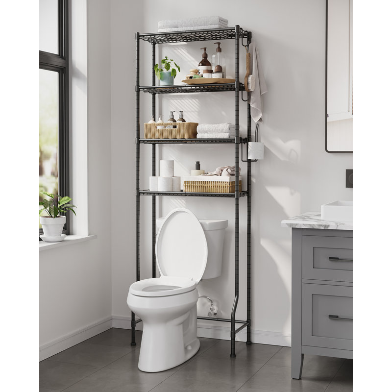 Amberg 63cm W Metal Height -Adjustable Shelving Unit, Black