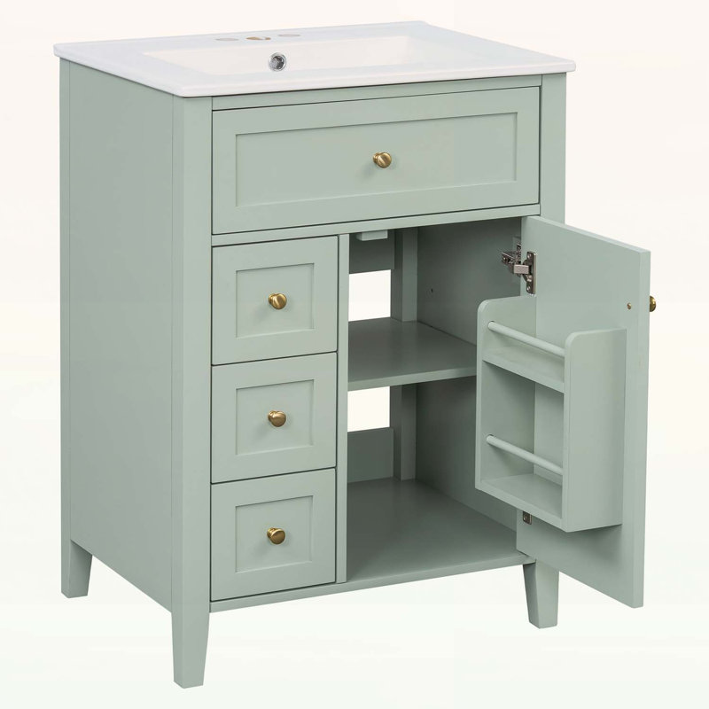 Modern Bathroom Vanity with Sink,3 Drawers,Space-Saving Design, Green