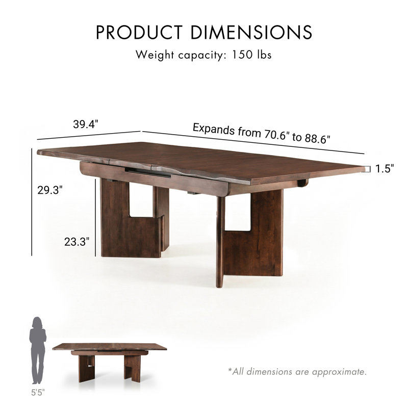 Rozella Solid Wood Extendable Dining Table With Trestle Base