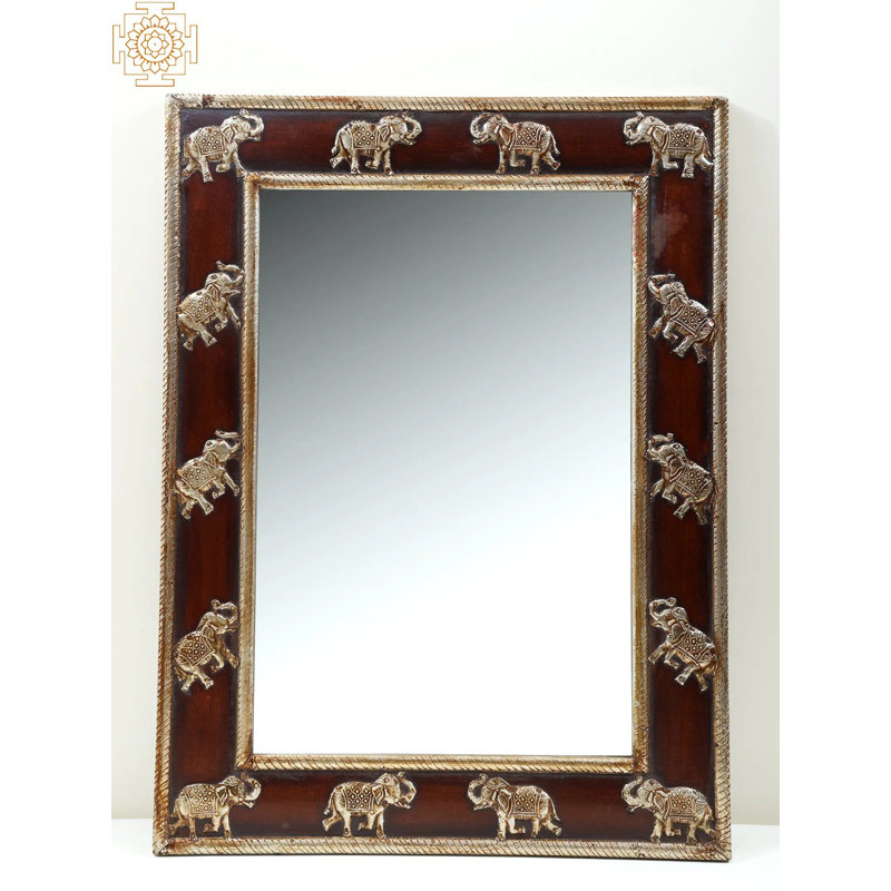 Miroir rectangulaire 23 po avec cadre en bois Elephand Crafing | Fait à la main