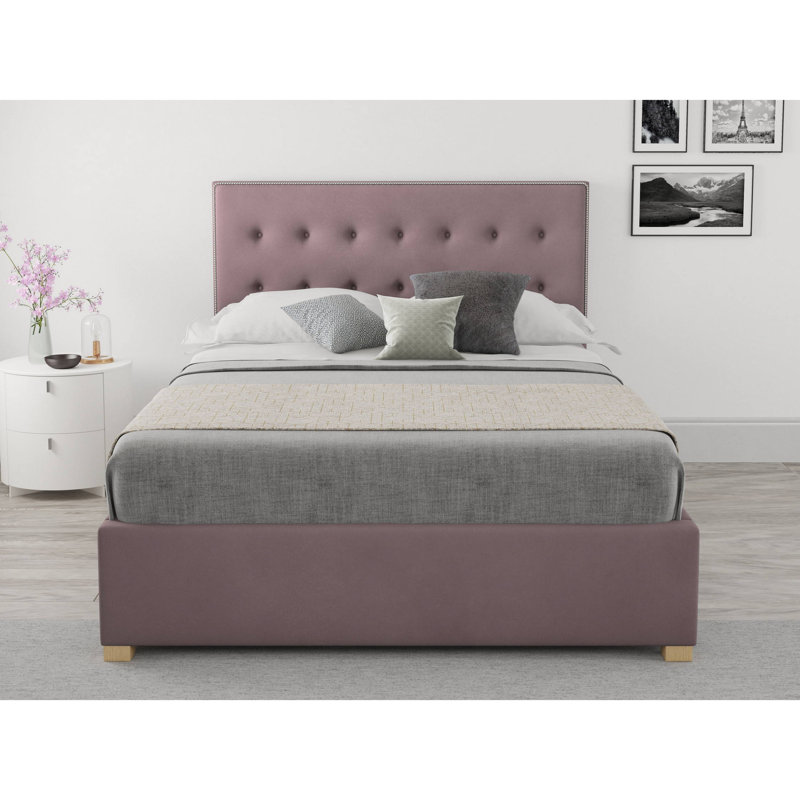 Abarca Upholstered Ottoman Storage Bed, Super King (6'), Blush