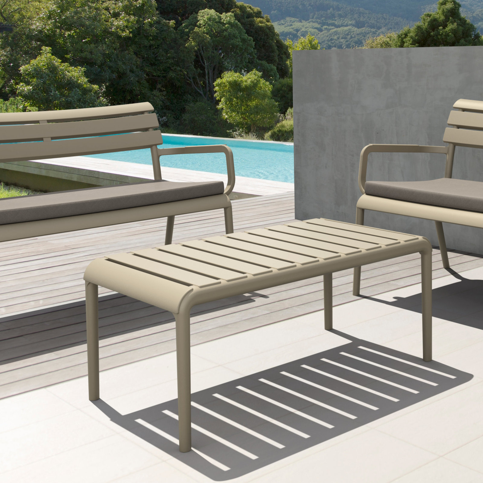Ruta 35" Patio Table, Taupe