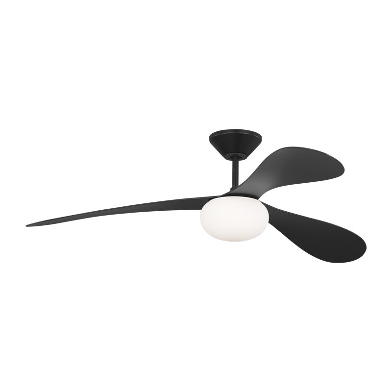  Drape Smart 58 LED Indoor Ceiling Fan with Threaded Downrod, Midnight Black ABS blades and Handheld Remote, Midnight Black