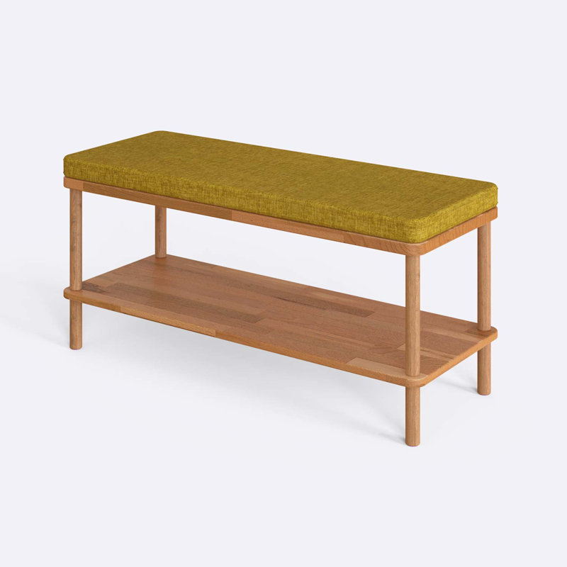 Queens Dining Bench, Solid Beech Wood Linen Bench for Kitchen and Entryway, 17.4'' H x 39.4'' W x 15'' D