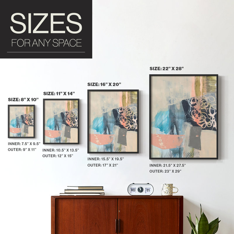 Reductive I Framed Print - Solid Wood, 20" H x 16" W, Black