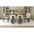 7-Piece Retro Dining Set, 1 Rectangular Table With Designed Trestle Base And 6 Upholstered Chairs For Dining Room And Kitchen-1495496068