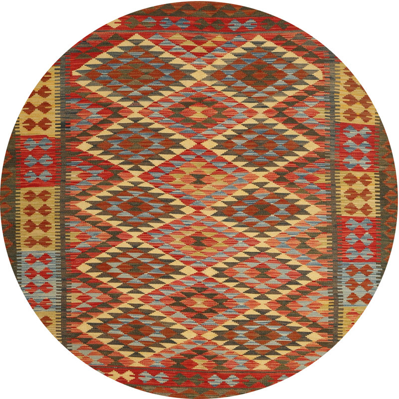 Tapis brun/gris/crème contemporaine, Rond 5 pi