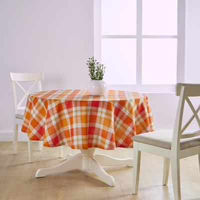 Morgan Check - 100% Pure Linen Round Tablecloth