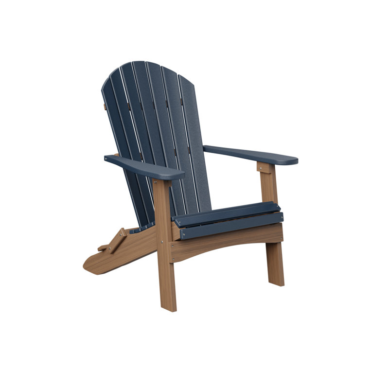 Berlin Gardens Comfo Back Folding Adirondack Chair, Navy Blue/Antique Mahogany
