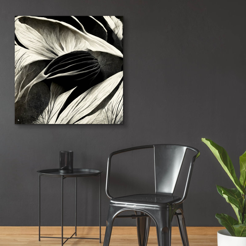 «Flowers Black White 2» par Ray Heere, H 36 po x l 36 po x P 0,2 po