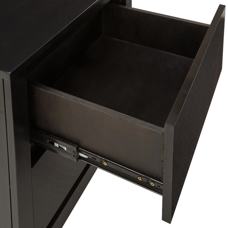 Table de chevet 2 tiroirs Oakleil, Noir antique