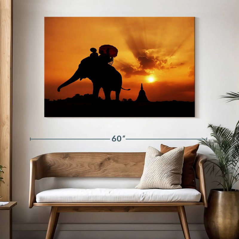 Brampt Elephant Sunset Silhouette, 34" H x 51" W
