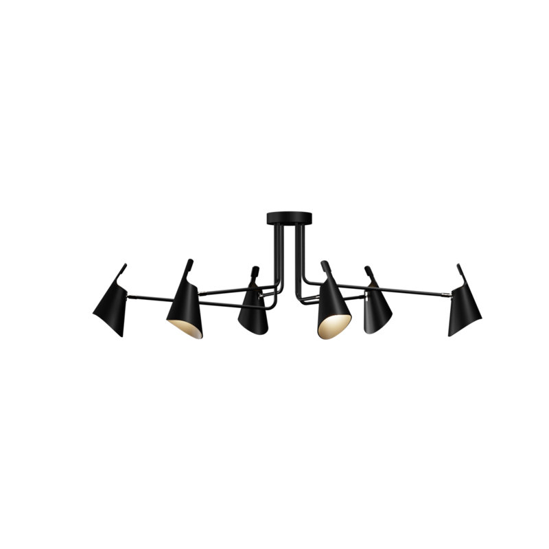 Chandelier, Imbuia, 6, 19.29" H x 60.63" W x 30.91" D