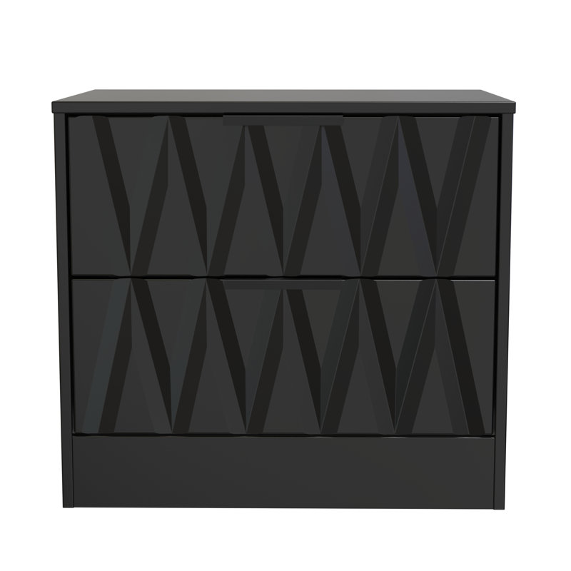 Besmir 58cm W Manufactured Wood Bedside Table, Deep Black/Black Matt