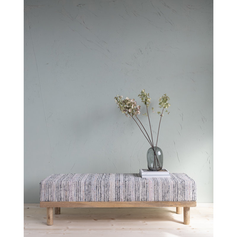 Upholstered Mango Wood Bench