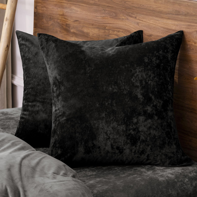 PHF Super Soft Velvet Pillow Covers, 2 Pack Color Gradient Pillow Covers for Home Decorative, 26x26", Black