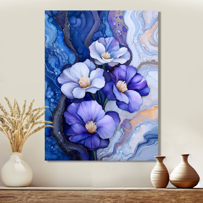 Eternal Symphony Of Blue Freesia Flower V - Irises Metal Wall Art, Traditional Metal Print