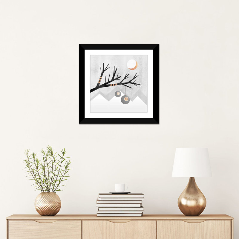 « winter wonderland », impression sur toile, H 16 po x l 16 po x P 1 po, Papier d'art encadré noir, Blanc
